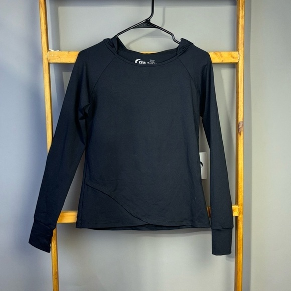 Zyia active black go to long sleeve hooded shirt. Size M. NWT. - Picture 1 of 6